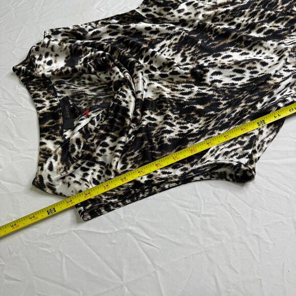 Silky black brown white leopard print blouse - Picture 6 of 7